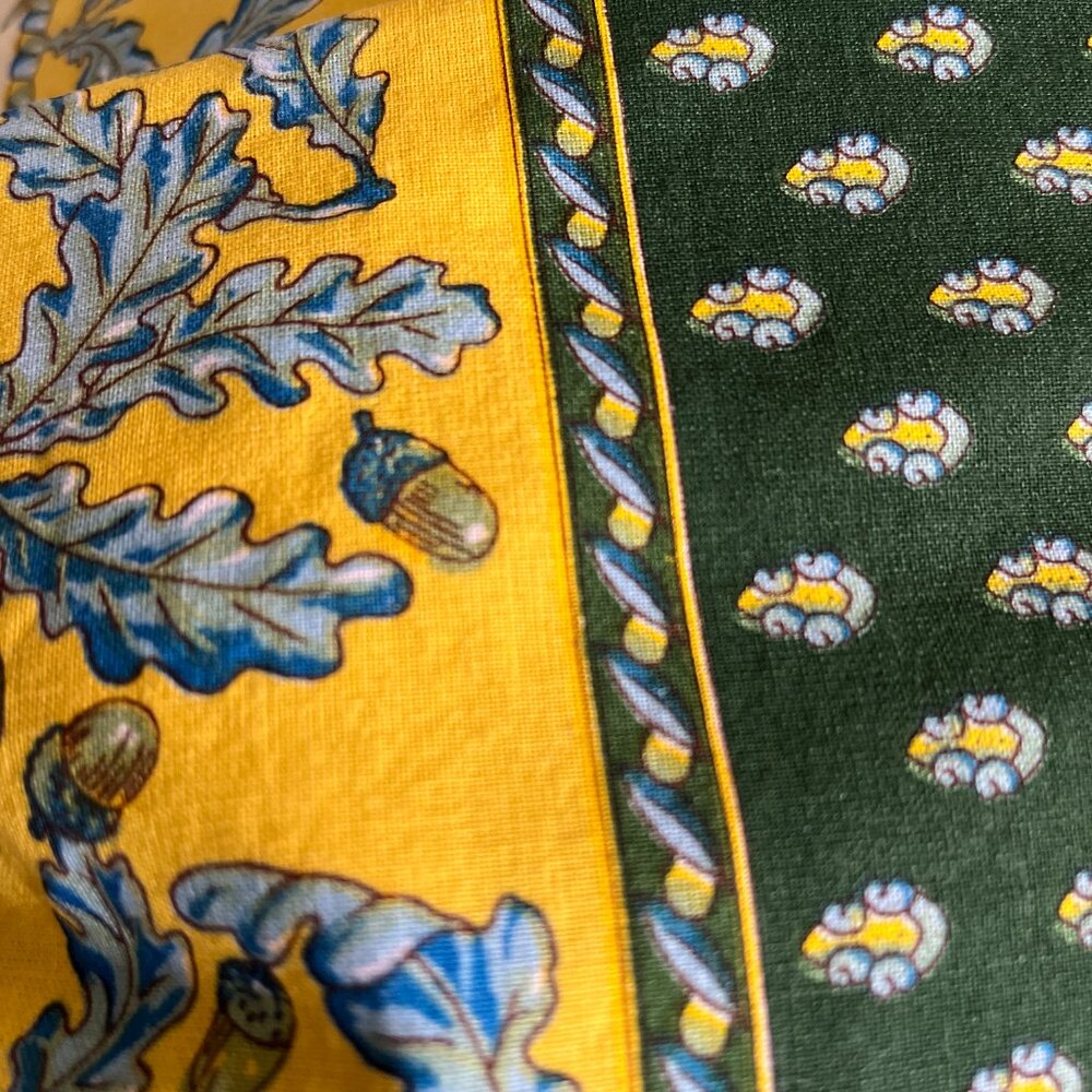 Vent du Sud France Tablecloth Cotton Oblong green blue floral large New 68 x 116